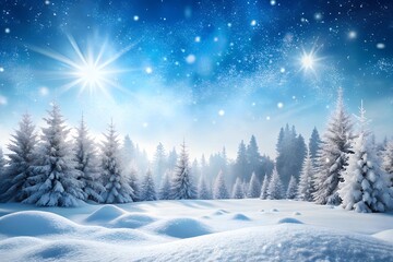 Fototapeta premium Winter background of snow and frost with free space. Empty panoramic winter background with copy space