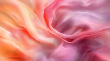 Obraz premium A flowing, pink and peach-colored fabric with an ethereal feel, giving the impression of movement and fluidity