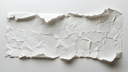 A piece of white paper with a torn edge, revealing a lighter gray background.