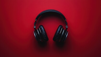 Essential headset and microphone placed on a solid red backdrop for effective communication