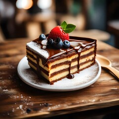 chocolate cake with berries