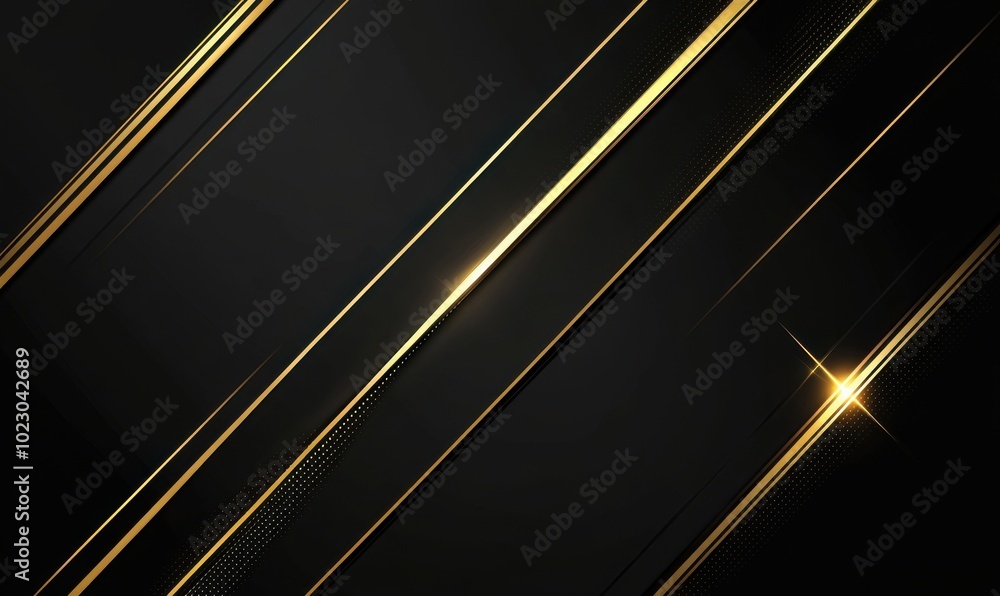 Poster abstract black and gold diagonal lines with a dot pattern background.