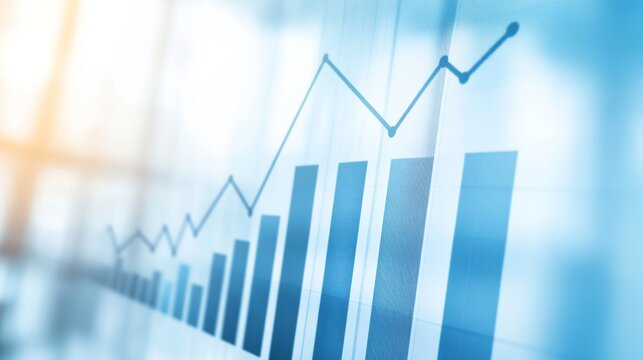 Detailed line graph illustrating steady GDP growth over time, clean white background with subtle shadows highlighting the upward trend, professional economic analysis visualization.	