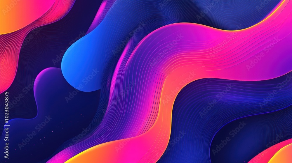 Poster Abstract colorful waves with smooth gradients and flowing patterns.