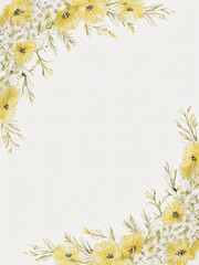 Blank wedding card adorned with floral illustrations.