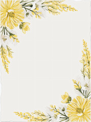 A blank wedding invitation adorned with a watercolor floral frame