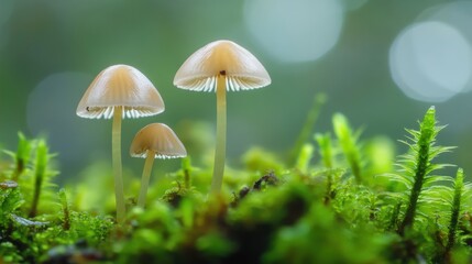 Fototapeta premium A person is carefully picking fresh mushrooms