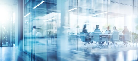 Blurred modern office background person architecture furniture.