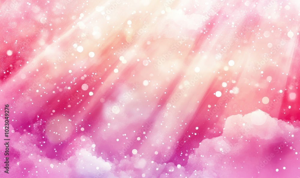 Aufkleber abstract pink and white background with soft glow and bokeh lights.