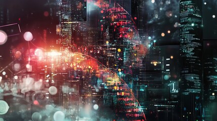 Obraz premium Cutting-edge Biotechnology in Digital Media: A Mixed Media Representation of Genome Editing, AI-driven Biotech Innovations, and Virtual Lab Integration for Healthcare Technology and Genetic Research