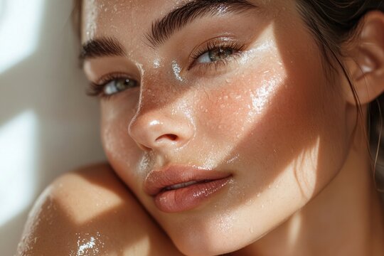 Woman skin sweating person.