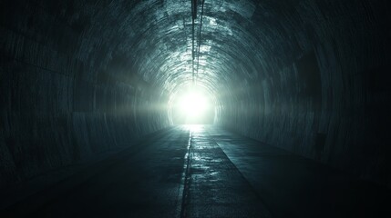 A tunnel with a bright light at the end.