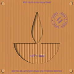 Cardboard Cutout of Diwali Lamp, Abstract Diwali Concept, Hindu Festival vector Illustration of a Diwali Oil Lamp Sign, Diwali Gift Package Cardboard Box