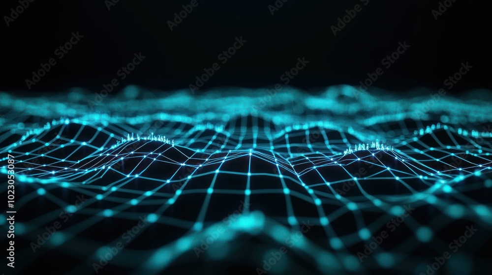 Aufkleber Abstract digital representation of waves in a grid pattern