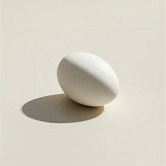 Speckled white egg on light background, minimalistic design.