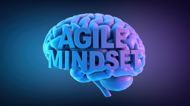 3D Brain Illustration with Agile Mindset Text