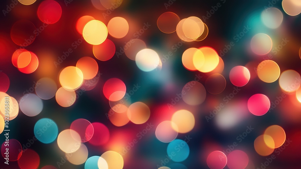 Poster soft-focus bokeh lights in christmas colors, creating a warm and inviting background for holiday-the