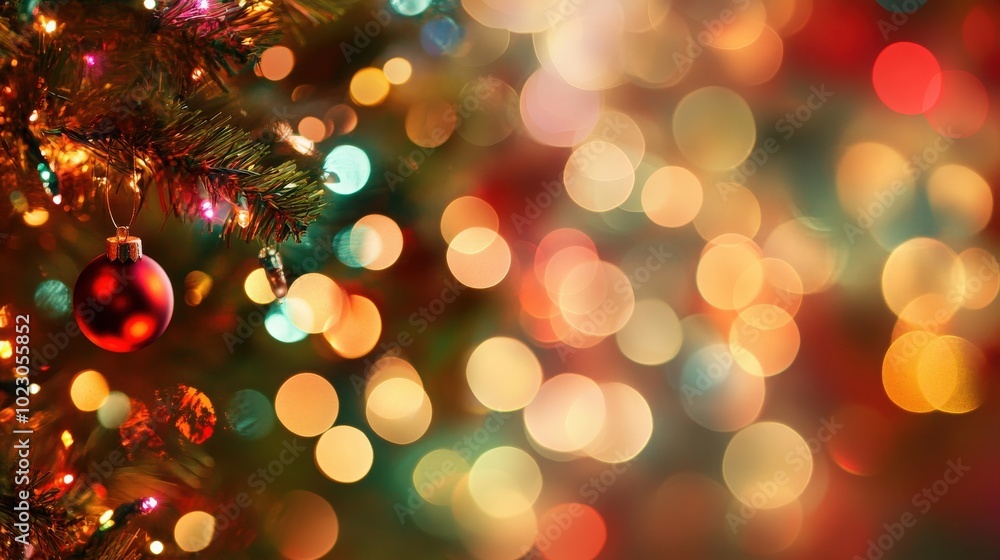 Poster soft-focus bokeh lights in christmas colors, creating a warm and inviting background for holiday-the