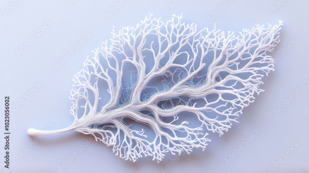 Poster intricate white leaf design with delicate branch-like patterns