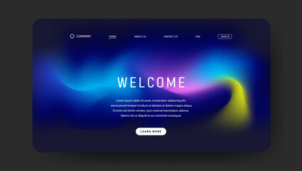 Abstract wave futuristic design of landing page. retro gradient mesh website design