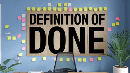 Office Wall with Post-Its: Definition of Done