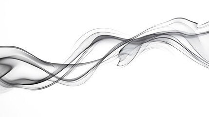 Obraz premium Abstract black smoke waves on a white background.