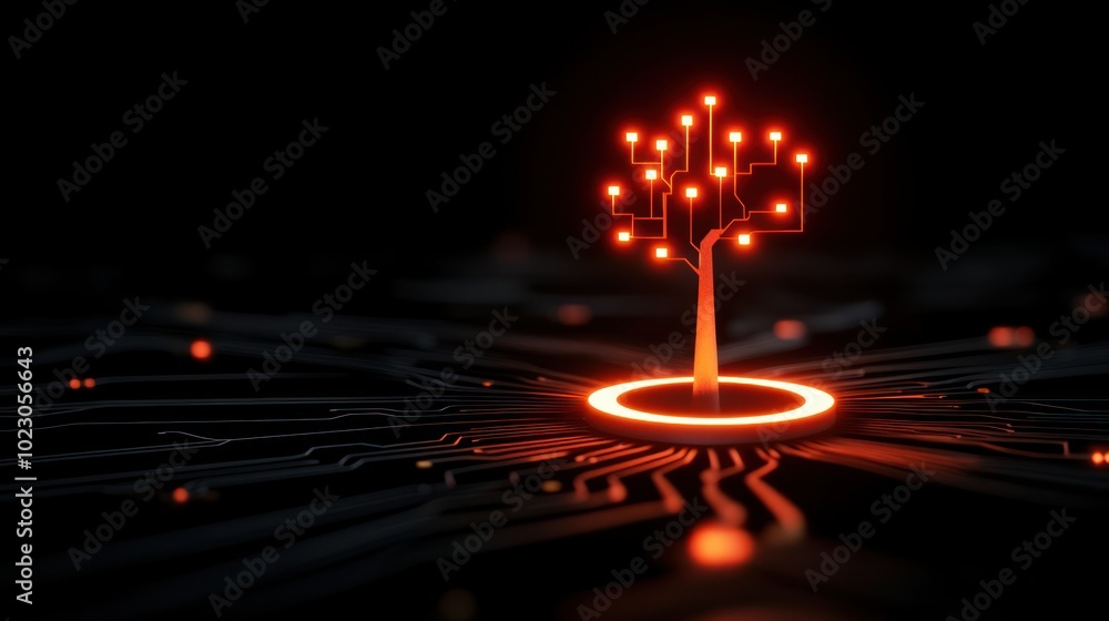 Aufkleber The Intersection of Nature and Technology A Futuristic Tree of Knowledge