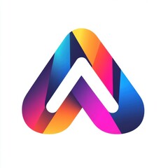 An abstract logo featuring a multi-colored, gradient arrow shape pointing upwards. It represents concepts of growth, progress, success, and innovation.