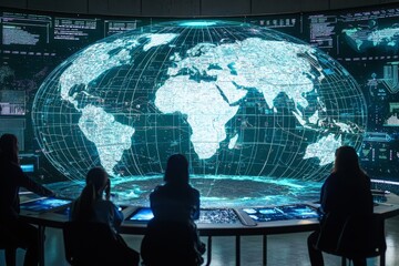 Interactive Digital World Map Technology Display
