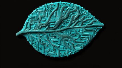 A Leaf Shaped Circuit Board Representing Nature and Technology Integration