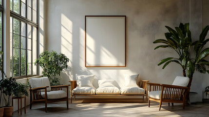 Cozy living space with natural light and greenery.