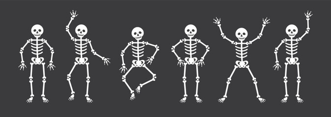 Set of skeletons. Halloween clipart.