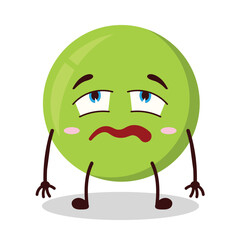 cute bored expression of pea cartoon character