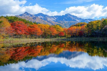 Fototapeta premium Serene Mountain Lake with Mirror-Like Surface