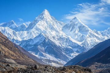 Fototapeta premium Majestic Snow-Capped Peaks Against Clear Sky