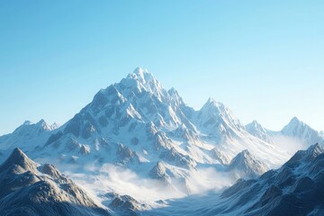 Fototapeta premium Majestic Snow-Capped Peaks Against Clear Blue Sky