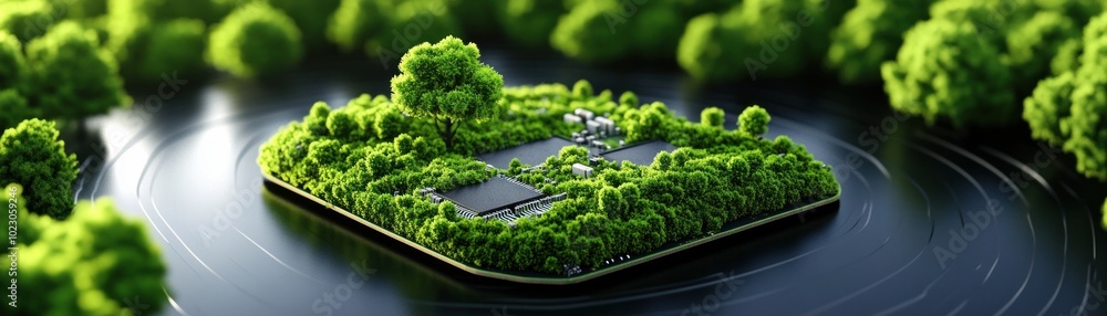 Aufkleber sustainable technology in nature a harmonious blend of innovation and environment