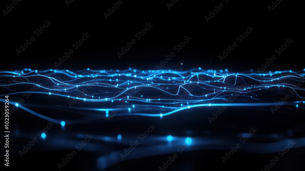 Poster Futuristic Blue Wave Patterns Creating a Dynamic Visual Experience