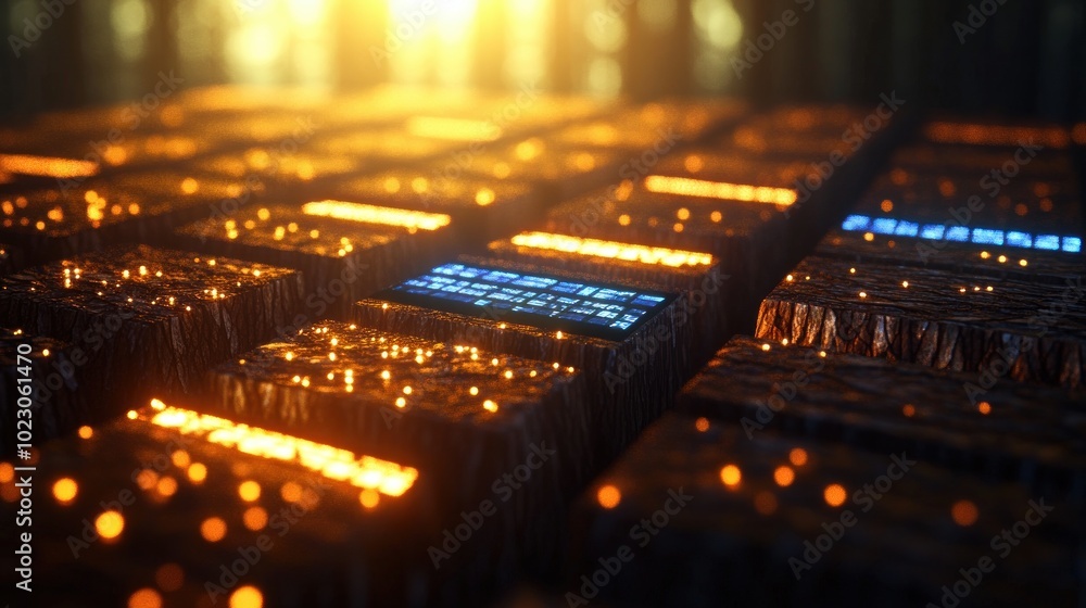Aufkleber Glowing Blockchain Technology Abstract Concept Visualization