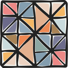 Geometric Patterns in Soft Colors on Square Background