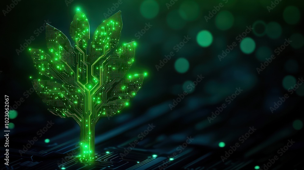 Poster digital tree symbolizing technology and nature integration