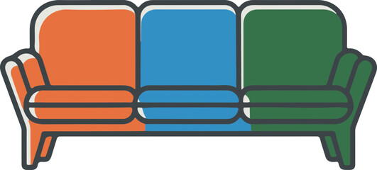 Stylized Vector Couch in Vibrant Colors
