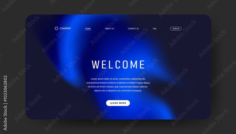 Poster abstract wave futuristic design of landing page. retro gradient mesh website design