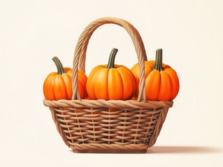 Autumn sales with pumpkins in basket from supermarket
