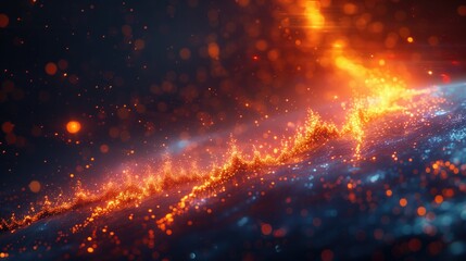 Fototapeta premium a gleaming golden rocket with cryptocurrency coins like Bitcoin against a backdrop of rising and falling stock candles in a dark