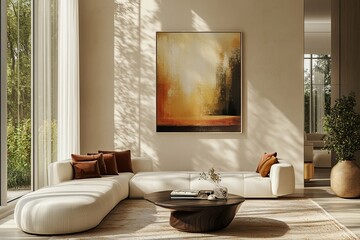 Fototapeta premium Mock up interior wall art