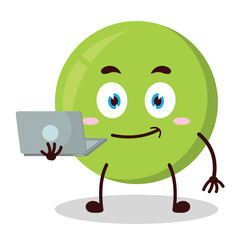 cute success business expression of pea cartoon carry laptops cartoon character