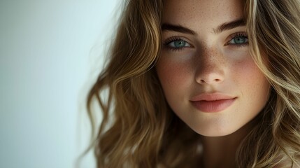 kobieta, piękna, długie włosy, proste włosy, naturalne światło, fotografia portretowa, Canon EOS R5, przysłona f/1.6, stock photo, casual, niebieski sweter, siedzenie przy oknie, spokojny wyraz twarzy