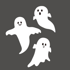 ハロウィーンのお化け　イラスト　シンプル　10月　ハロウィン　ジャックオランタン　素材　アイコン　