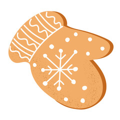 Christmas Gingerbread Cookie. Winter biscuits in mitten shape.